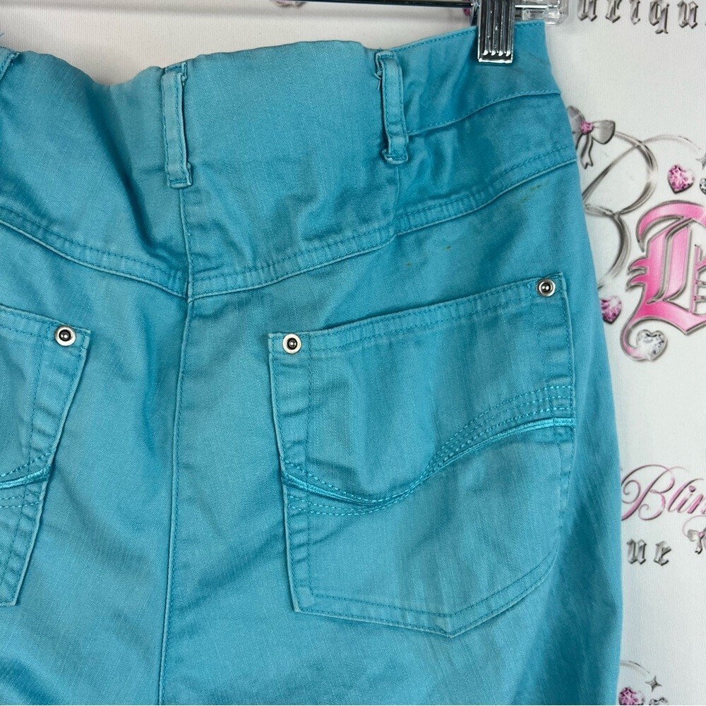 Tanjay pants bright aqua blue silver detail hardware Blue Boot Cut Pants - Picture 9 of 13